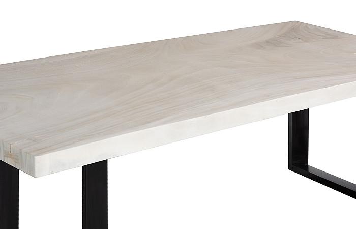 Straight Edge Dining Table, Bleached, Satin Black Legs